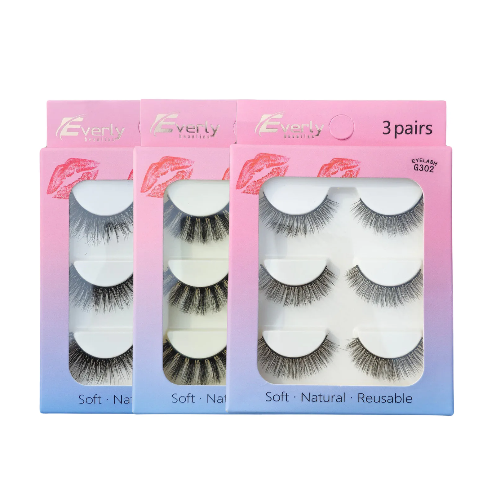 Everly Beauties G300 Series 3pairs False Eyelash Set