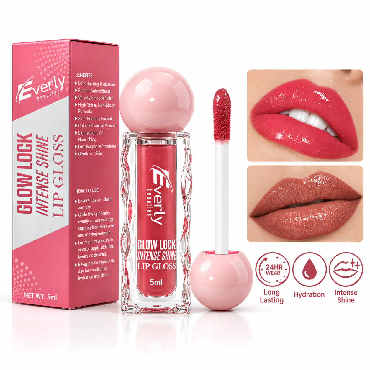 Everly Beauties Glow Lock Intense Shine Lip Gloss