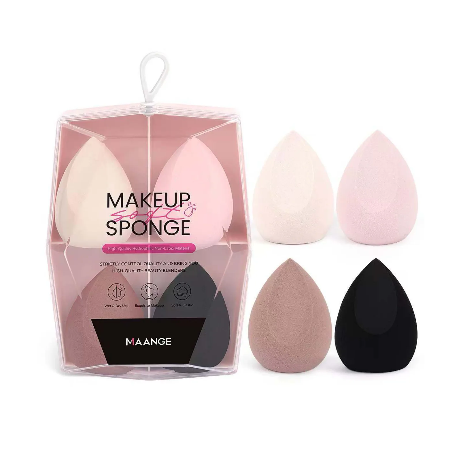 Maange 4pcs High Quality Soft Makeup Sponge Box