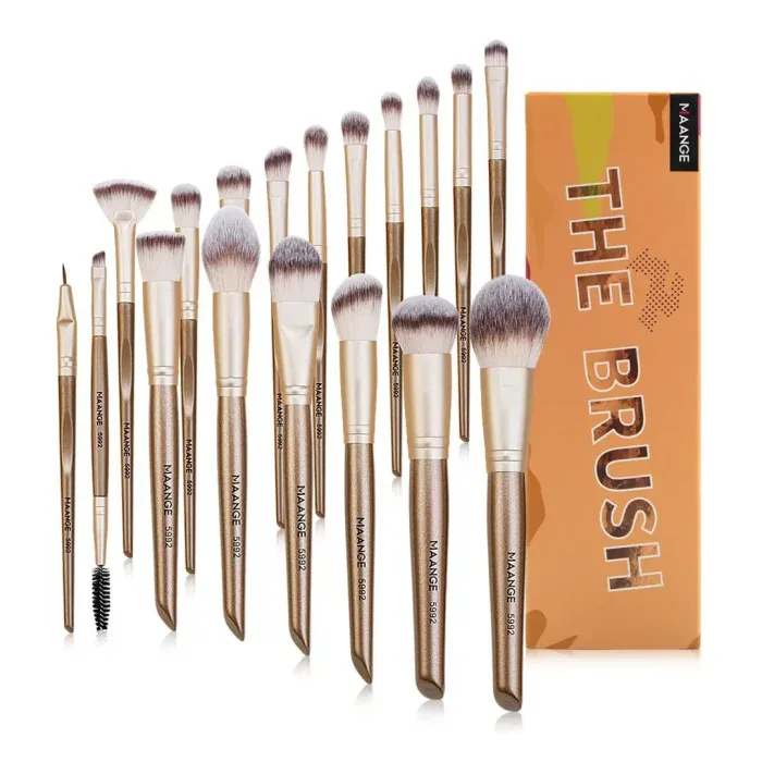 MAANGE 18Pcs Professional Makeup The Brush Box – Golden