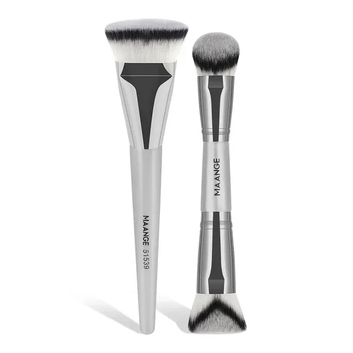 MAANGE 2Pcs Professional Makeup Brush Set - SIlver