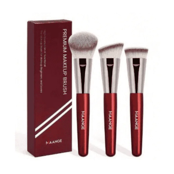 MAANGE 3pcs Professional Facial Brush Set – Red