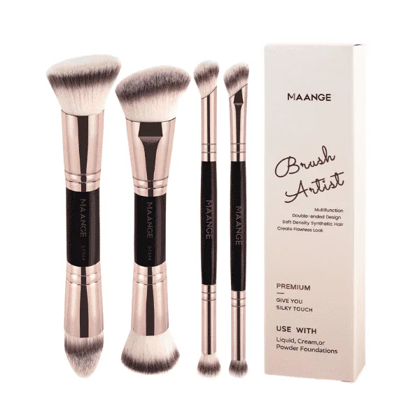 MAANGE 4pcs Brush Artist Premium Brush Set – Black | Face & Eye brush