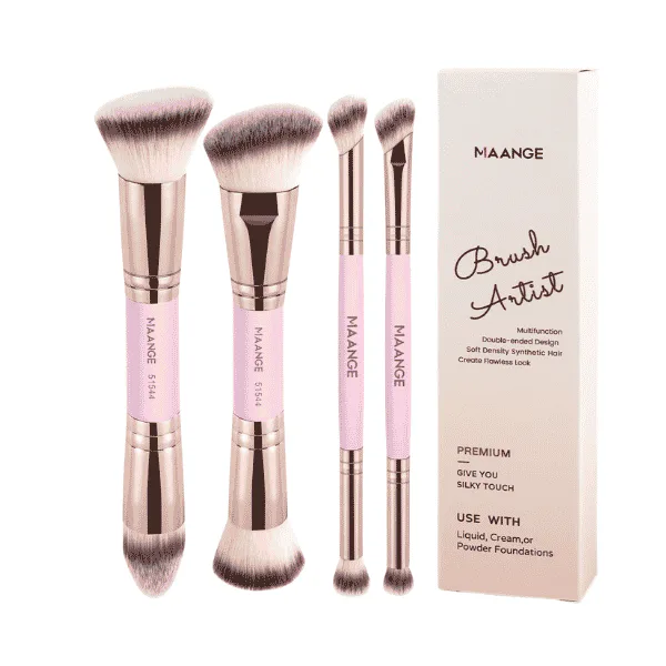 MAANGE 4pcs Brush Artist Premium Brush Set – Pink| Face & Eye brush