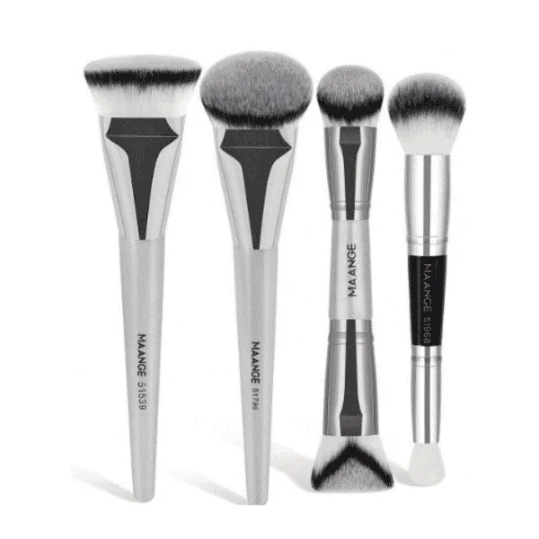 MAANGE 4pcs Crystal Silver Facial Brush Set