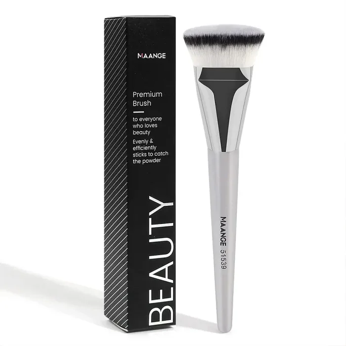 MAANGE Flat Angled Single Foundation Brush - Silver